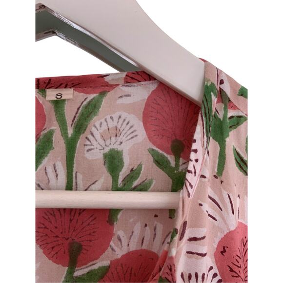 Indian Block Print Dress Floral Cotton Kyra Boho Midi Womens Small - Picture 4 of 6